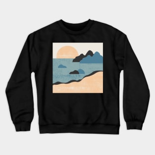 Minimalistic Art of Mountains And Beach Crewneck Sweatshirt